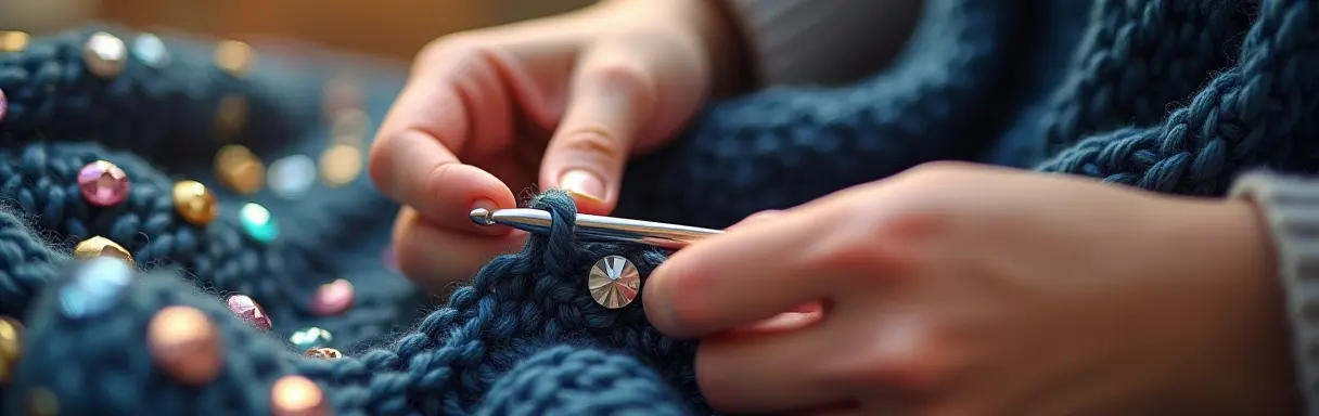 Вязание в технике вязания с пайетками