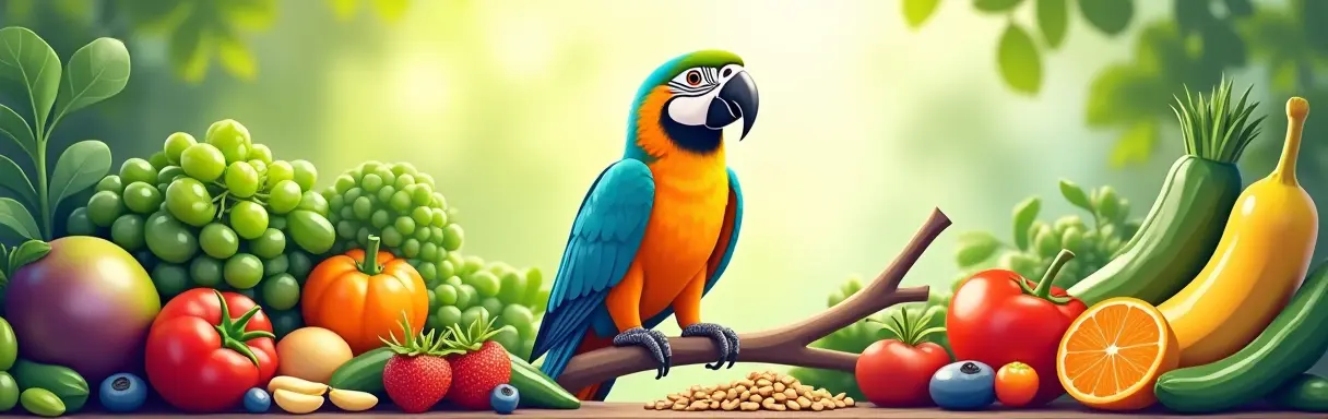 Питание попугаев: зерновые смеси, фрукты, овощи